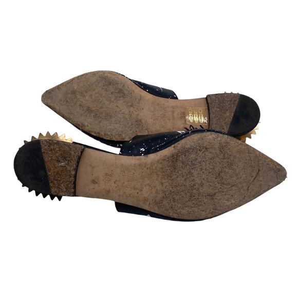 Eugene Riconneaus Splash Paint Flats Spiked Heel Size 36 EUC Pointed Toe Slide - Picture 5 of 6